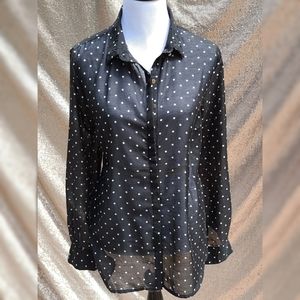 Jacqueline Smith sheer polka-dot blouse B7